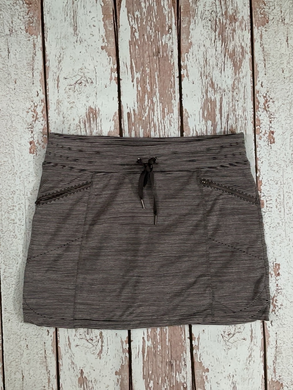 Athleta Mini Skirt in Black and Gray Stripes